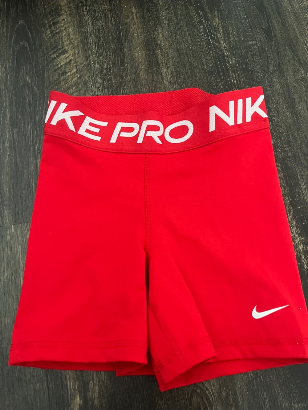 Nike Red Girls' Pro Compression Shorts with White Logo